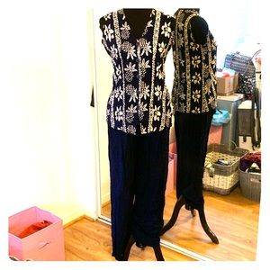 Back East 100% Rayon pants and top outfit size P